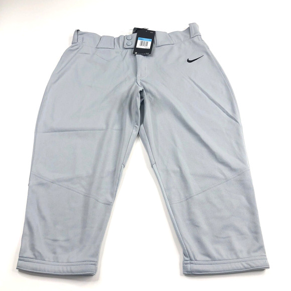 NEW Nike Team Engineered Softball Gray Capri Pants M Medium (Fit 30-32W 19L) - Picture 1 of 9